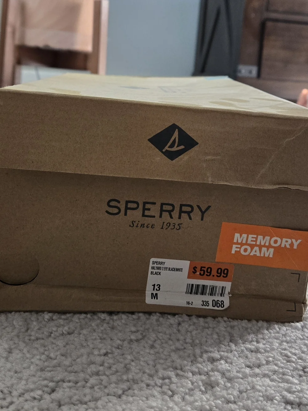 New in Box Sperry Halyard 2 Eye Boat Shoes in Black
